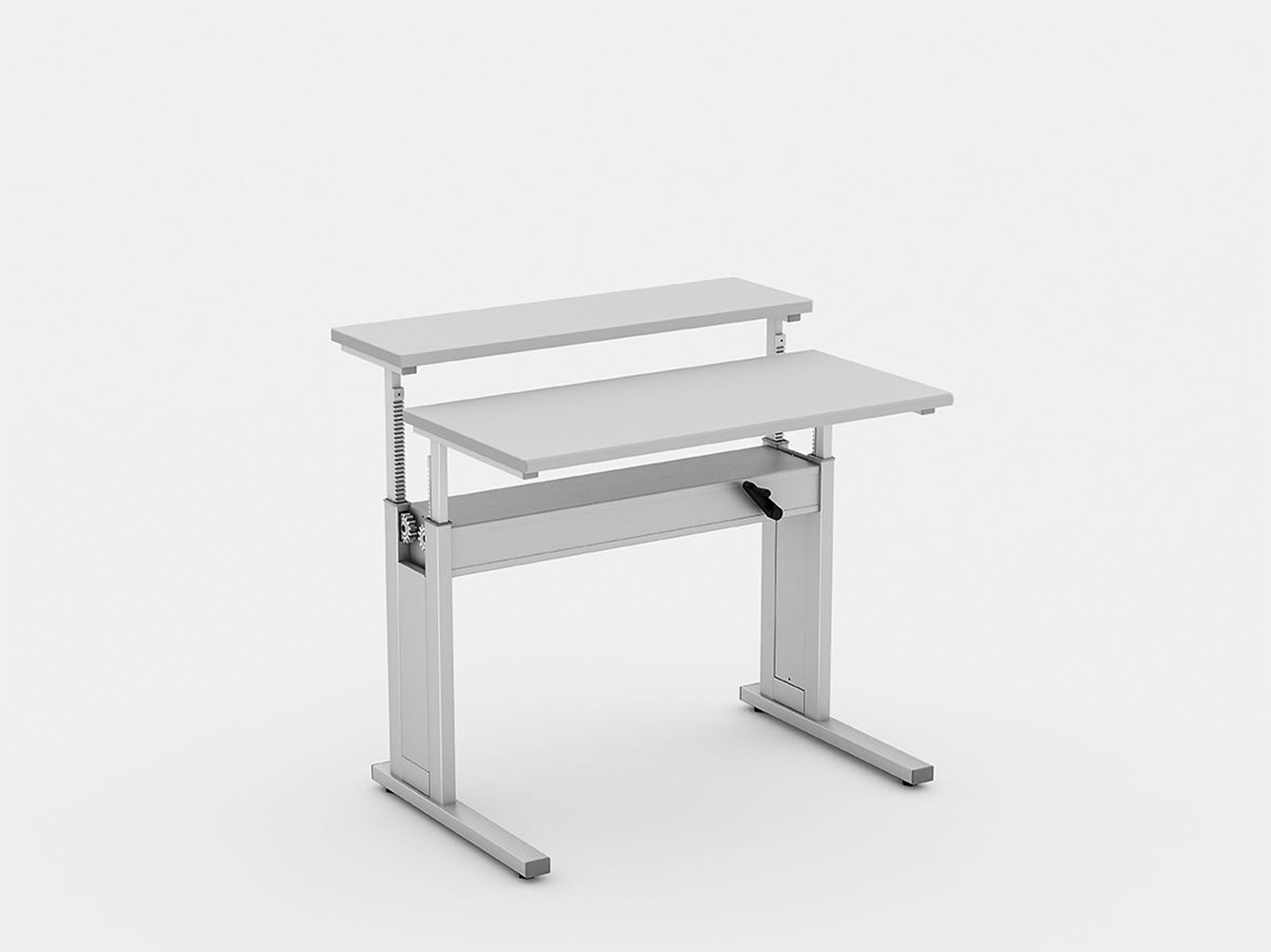 Mesa ergonômica com regulagem de altura sem sapata e tampo reto