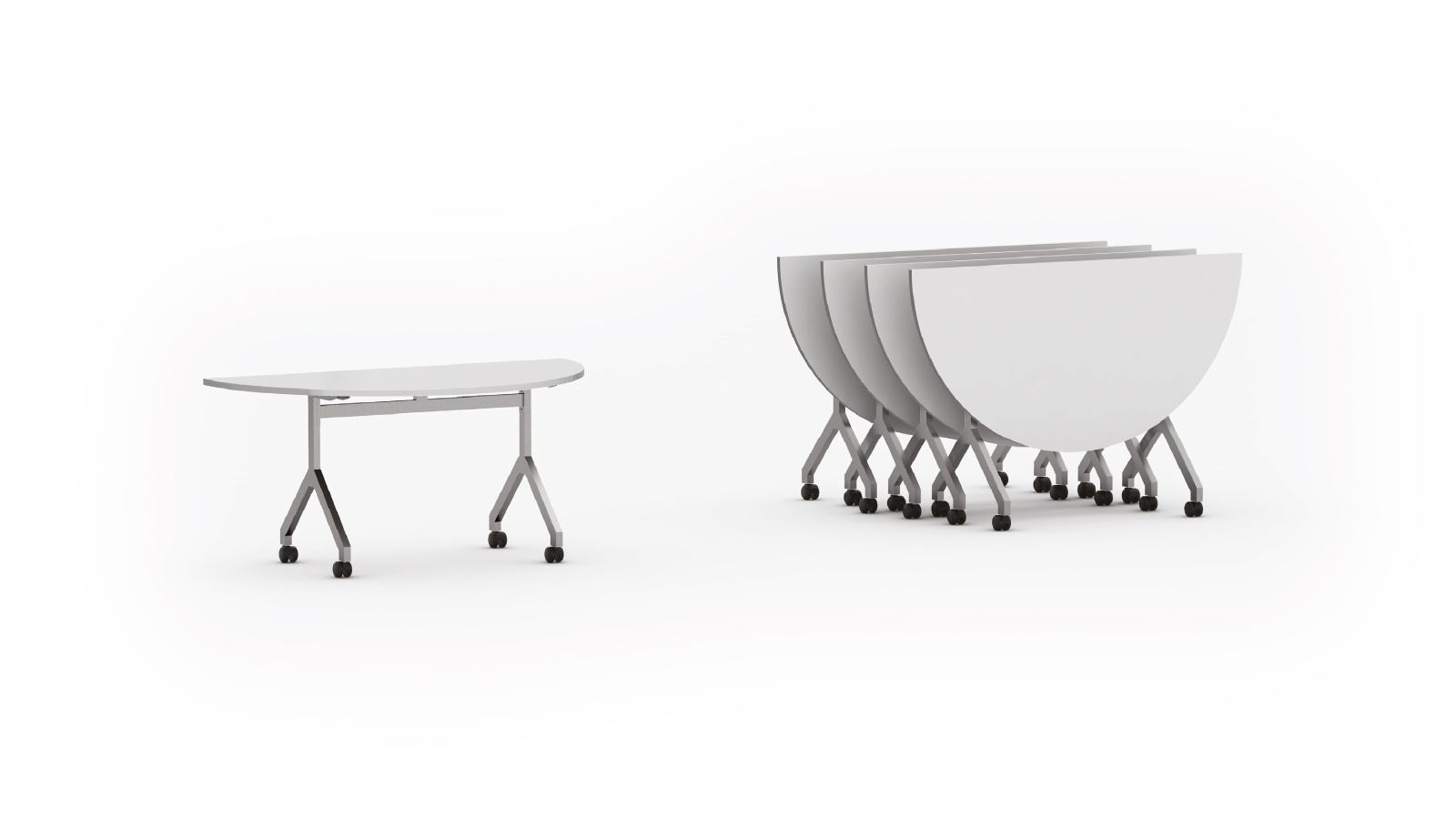 Mesa rebatível semi circular pé modelo Y