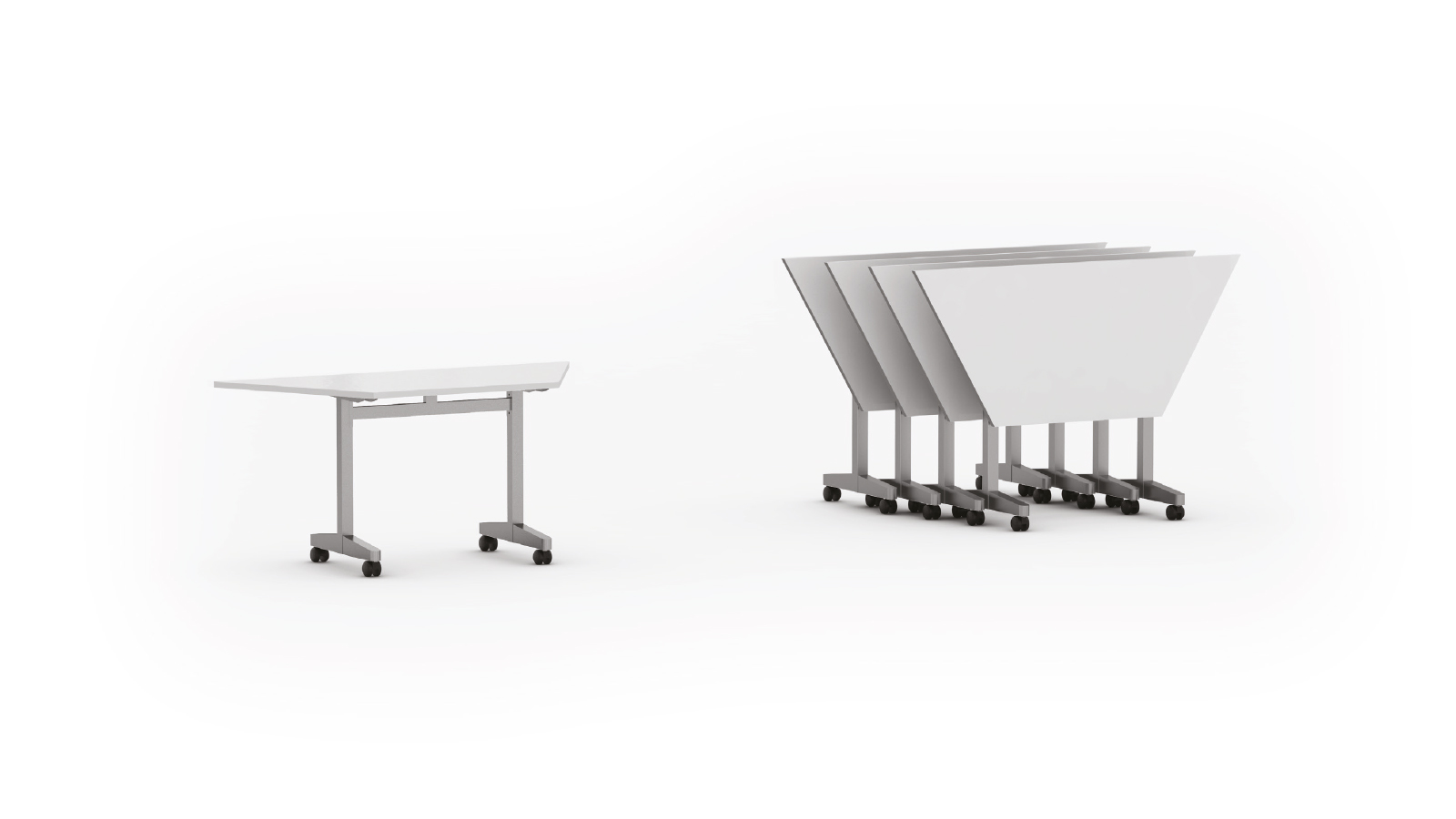 Mesa rebatível trapezoidal pé modelo T